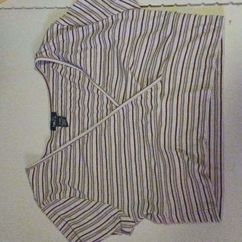 cropped brown striped rue 21 top